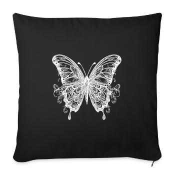 Tattoo style butterfly with wings - Sofa pillowcase 17,3'' x 17,3'' (45 x 45 cm) - black - Front