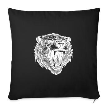 Style tatouage tête d’ours avec des dents pointues - Housse de coussin décorative 45 x 45 cm - noir - Devant