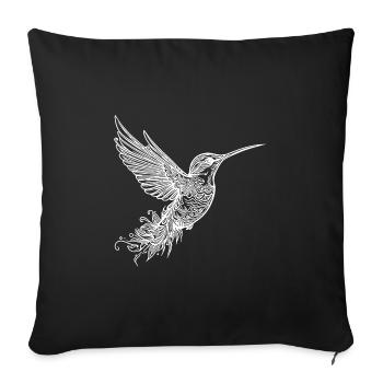 Tropical Exotic flying hummingbird with wings - Sofa pillowcase 17,3'' x 17,3'' (45 x 45 cm) - black - Front