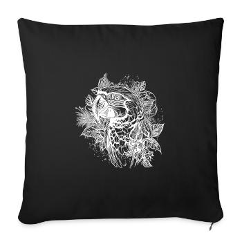 Elegant Parrot Floral Tattoo Bird Portrait - Sofa pillowcase 17,3'' x 17,3'' (45 x 45 cm) - black - Front