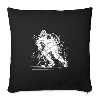 Motif d’éventail de joueur de hockey rapide - Housse de coussin décorative 45 x 45 cm - noir - Devant