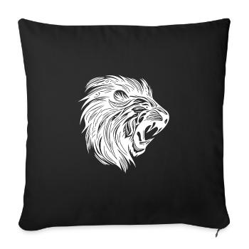 Wild Mighty Lion Head Tattoo Style Mane - Sofa pillowcase 17,3'' x 17,3'' (45 x 45 cm) - black - Front
