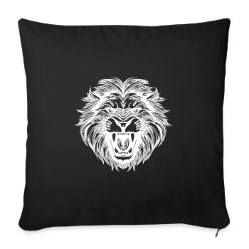 Wild Huge Lion Head Tattoo Style Mane - Sofa pillowcase 17,3'' x 17,3'' (45 x 45 cm) - black - Front