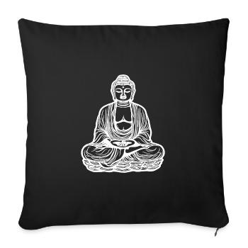 Far Eastern Buddha Lotus Meditation Tattoo Style - Sofa pillowcase 17,3'' x 17,3'' (45 x 45 cm) - black - Front