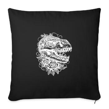 Grim Dinosaur Roses Tattoo Dino Head - Sofa pillowcase 17,3'' x 17,3'' (45 x 45 cm) - black - Front