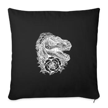 Dinosaurier Tattoo Dino Blumen T-Rex Style - Sofakissenbezug 45 x 45 cm - Schwarz - Vorne