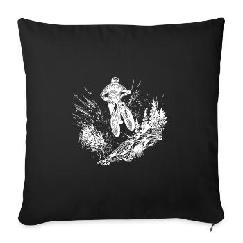 Mountain bikers with bike up the mountain - Sofa pillowcase 17,3'' x 17,3'' (45 x 45 cm) - black - Front