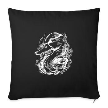 Mignon petit canard avec un sourire amusant - Housse de coussin décorative 45 x 45 cm - noir - Devant