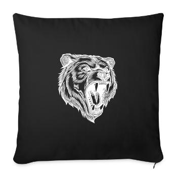 Tête d’ours maléfique sauvage avec des dents pointues - Housse de coussin décorative 45 x 45 cm - noir - Devant