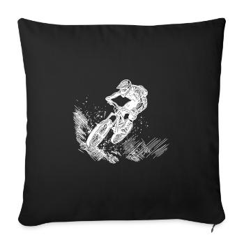 Mountain biker bike downhill jump - Sofa pillowcase 17,3'' x 17,3'' (45 x 45 cm) - black - Front