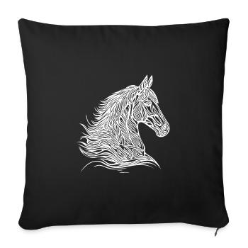 Elegant stallion with beautiful tattoo mane - Sofa pillowcase 17,3'' x 17,3'' (45 x 45 cm) - black - Front