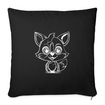 Cute Kids Fox Big Eyes Ears Portrait - Sofa pillowcase 17,3'' x 17,3'' (45 x 45 cm) - black - Front