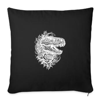 Dinosaure en tatouage de fleur Roses style Dino - Housse de coussin décorative 45 x 45 cm - noir - Devant