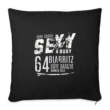Surf coach sexy busy Biarritz - Housse de coussin décorative 45 x 45 cm - noir - Devant