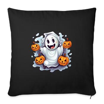 Funny Halloween Ghost with Pumpkin Lanterns - Sofa pillowcase 17,3'' x 17,3'' (45 x 45 cm) - black - Front