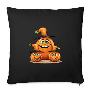 Smiling Halloween Family Pumpkin with Spell Hat - Sofa pillowcase 17,3'' x 17,3'' (45 x 45 cm) - black - Front