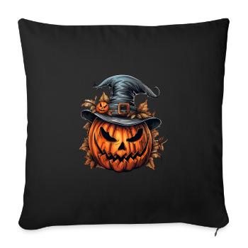 Halloween Wild Spell Hat Citrouille effrayante - Housse de coussin décorative 45 x 45 cm - noir - Devant