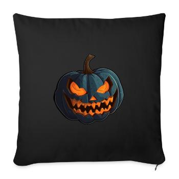 Pumpkin with spooky glowing Halloween eyes - Sofa pillowcase 17,3'' x 17,3'' (45 x 45 cm) - black - Front