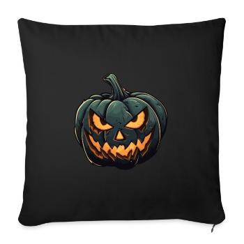 Drôle de citrouille d’Halloween aux yeux brillants - Housse de coussin décorative 45 x 45 cm - noir - Devant