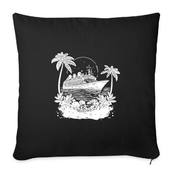 Cruise ship in sunset with palm trees - Sofa pillowcase 17,3'' x 17,3'' (45 x 45 cm) - black - Front