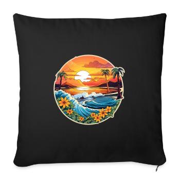 Grandiose Wellen Palmen Meer Surfbrett Design - Sofakissenbezug 45 x 45 cm - Schwarz - Vorne