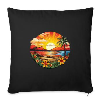 Magical beach by the sea with palm trees and flowers - Sofa pillowcase 17,3'' x 17,3'' (45 x 45 cm) - black - Front