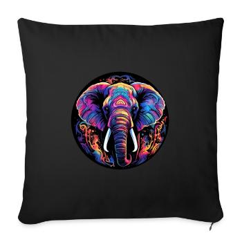 Elephant Neon Gift Wildlife Fans Ivory - Sofa pillowcase 17,3'' x 17,3'' (45 x 45 cm) - black - Front