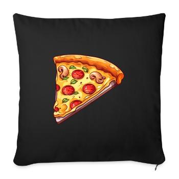Pizza slice with vegan topping for pizza makers - Sofa pillowcase 17,3'' x 17,3'' (45 x 45 cm) - black - Front