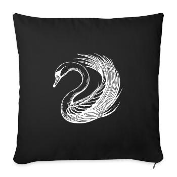 Elegant ornate swan with wings - Sofa pillowcase 17,3'' x 17,3'' (45 x 45 cm) - black - Front
