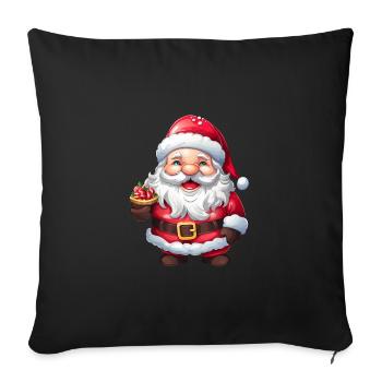 Santa Claus with beard, hat and candy - Sofa pillowcase 17,3'' x 17,3'' (45 x 45 cm) - black - Front