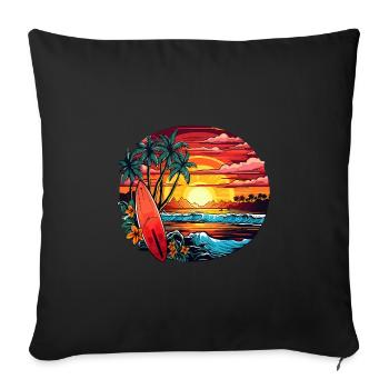 Magical beach by the sea with palm trees and waves - Sofa pillowcase 17,3'' x 17,3'' (45 x 45 cm) - black - Front