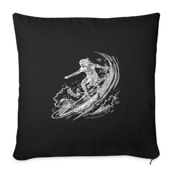 Vagues Surf Océan Planche de surf Sports nautiques Design - Housse de coussin décorative 45 x 45 cm - noir - Devant