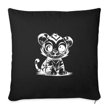 Tigre câlin pour enfants à rayures - Housse de coussin décorative 45 x 45 cm - noir - Devant