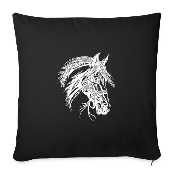 Cheval robuste à crinière Dressage équestre Sports équestres - Housse de coussin décorative 45 x 45 cm - noir - Devant