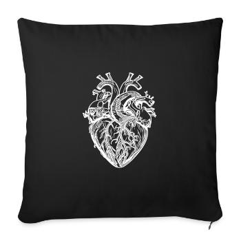 Verspieltes realistisches Tattoo Form Herz - Sofakissenbezug 45 x 45 cm - Schwarz - Vorne