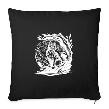 Pretty little nature cat in tattoo style - Sofa pillowcase 17,3'' x 17,3'' (45 x 45 cm) - black - Front