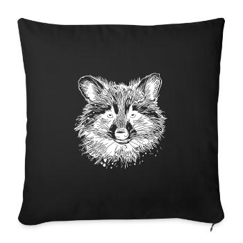 Niedlicher kleiner Waschbär Gesicht Porträt - Sofakissenbezug 45 x 45 cm - Schwarz - Vorne