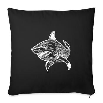 Grand requin océanique vintage aux dents acérées - Housse de coussin décorative 45 x 45 cm - noir - Devant