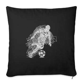Joueur de football géométrique qui court avec le ballon - Housse de coussin décorative 45 x 45 cm - noir - Devant