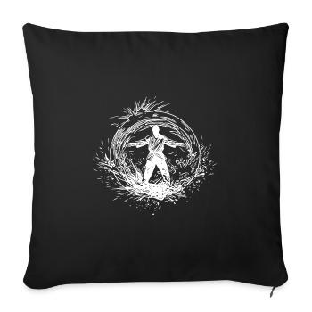 Maître d’arts martiaux de karaté Pose cercle magique - Housse de coussin décorative 45 x 45 cm - noir - Devant