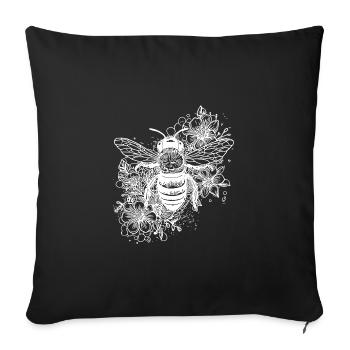 Mignonne petite abeille sur une fleur - Housse de coussin décorative 45 x 45 cm - noir - Devant