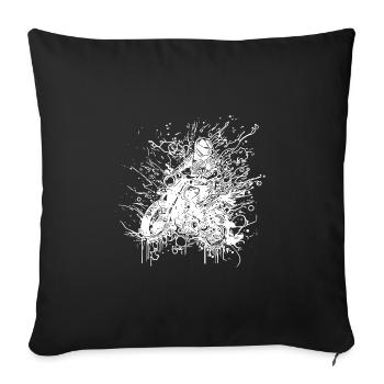 Biker Motorcycle Off-Road Riding Tattoo Style - Sofa pillowcase 17,3'' x 17,3'' (45 x 45 cm) - black - Front