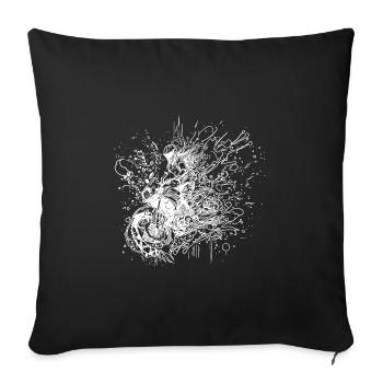 Motorcyclist Bike Splash Style Dream Drawing - Sofa pillowcase 17,3'' x 17,3'' (45 x 45 cm) - black - Front