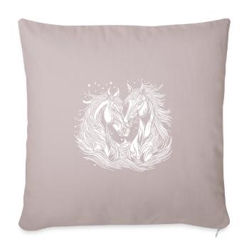 Two beautiful elegant horses in the shape of a heart - Sofa pillowcase 17,3'' x 17,3'' (45 x 45 cm) - light taupe - Front