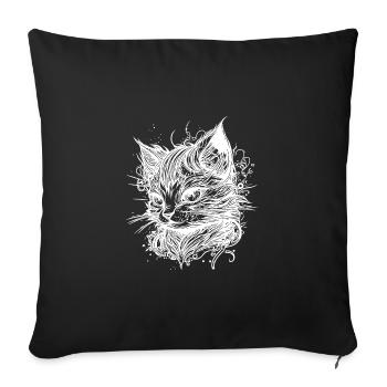 Knuddelige kleine Space Katze im Vintage Style - Sofakissenbezug 45 x 45 cm - Schwarz - Vorne
