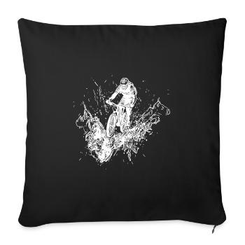 Mountain Biker Bicycle Mountain Mud Downhill - Sofa pillowcase 17,3'' x 17,3'' (45 x 45 cm) - black - Front