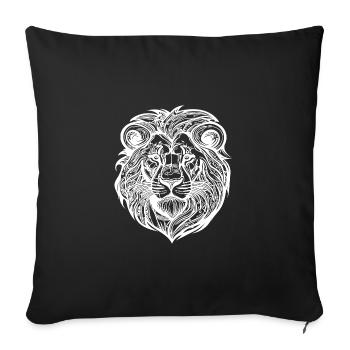 Tête de lion sauvage crinière Big Cats Tattoo - Housse de coussin décorative 45 x 45 cm - noir - Devant