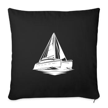 Sport catamaran large sailboat with sails - Sofa pillowcase 17,3'' x 17,3'' (45 x 45 cm) - black - Front