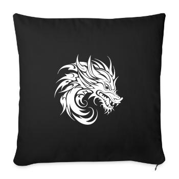 hissing tattoo style dragon head - Sofa pillowcase 17,3'' x 17,3'' (45 x 45 cm) - black - Front