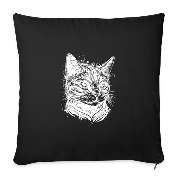 Pretty cat in vintage design - Sofa pillowcase 17,3'' x 17,3'' (45 x 45 cm) - black - Front